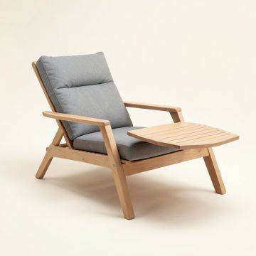 Alvah 78.70 '' Long Reclining Single Chaise With Cushion And Table (synthetic illustration; no displayed measurements)
