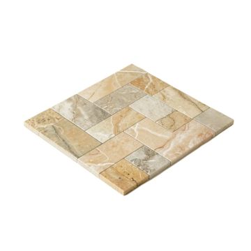 Calacatta Cressa 1 '' X 2 '' Natural Stone Herringbone / Chevron Mosaic Wall & Floor Tile