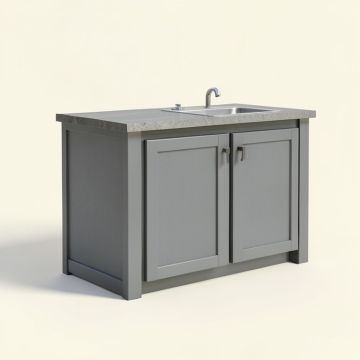 Outdoor Kitchen 6-Piece Free Standing Cabinet Set In Slate Gray (synthetic illustration; no displayed measurements)