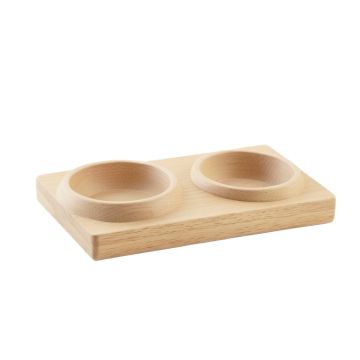 Hazel Bluff Pet Feeding Stand With Two Plain Empty Bowls - Beige