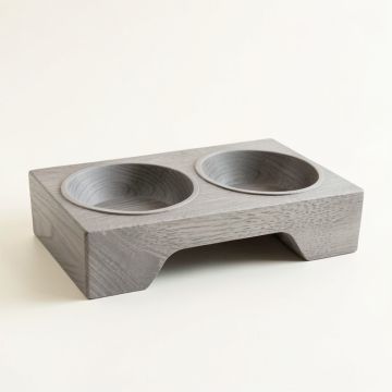 Cedar Bluff Pet Feeding Stand With Two Plain Empty Bowls - Gray (synthetic illustration; no displayed measurements)