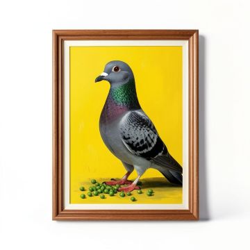 The Pigeon With Green Peas By Pablo Picasso Framed Painting Print (synthetic illustration; no displayed measurements)