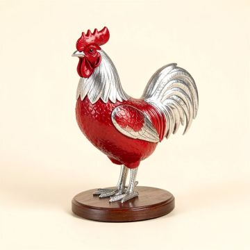 Resin Rooster On Base Figurine (synthetic illustration; no displayed measurements)