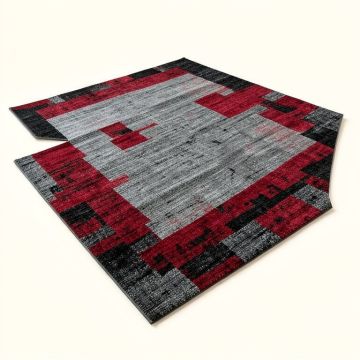 Rectangle Jones Abstract Power Loom Gray/Red/Black Rug (synthetic illustration; no displayed measurements)
