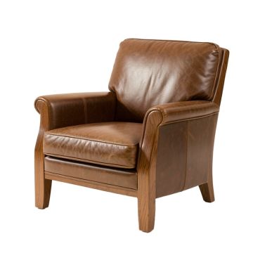 Huldah 24 '' Wide Top Grain Leather Club Chair