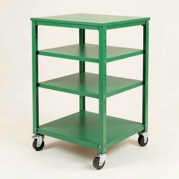 Stone Arc Empty Rolling Workshop Cart - Green (synthetic illustration; no displayed measurements)