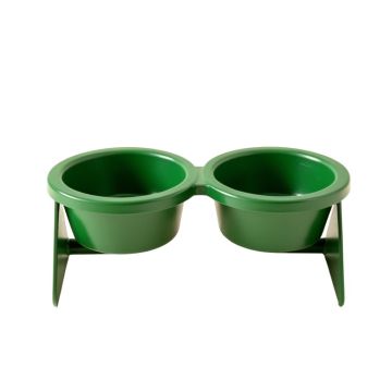 Moss Branch Pet Feeding Stand With Two Plain Empty Bowls - Green