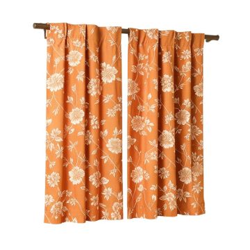 Japanese Floral Room Darkening Rod Pocket Curtain Panels