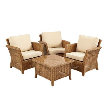 3 Piece Rattan Seating Group With Cushions
