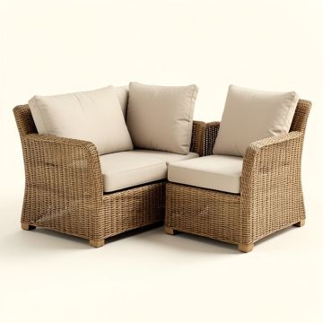 Zora Patio Sectional And Lounge Chair With Cushions (synthetic illustration; no displayed measurements)
