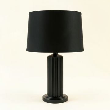 Heath Canyon Table Lamp With A Plain Fabric Shade - Black (synthetic illustration; no displayed measurements)