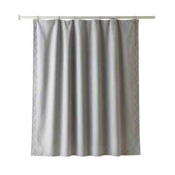 Sage Crossing Shower Curtain Hanging Flat From A Plain Rod - Gray