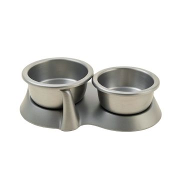 River Dale Pet Feeding Stand With Two Plain Empty Bowls - Gray