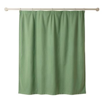 Cedar Arc Shower Curtain Hanging Flat From A Plain Rod