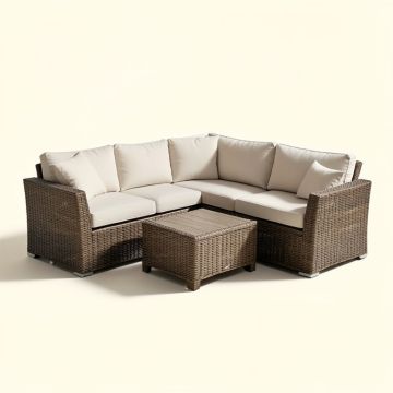 Ailer 4 Piece Outdoor Furniture Complete Patio Sectional Seating Group With Cushions (synthetic illustration; no displayed measurements)