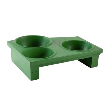 Ash Brook Pet Feeding Stand With Two Plain Empty Bowls - Green