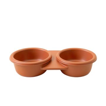 Cedar Crest Pet Feeding Stand With Two Plain Empty Bowls - Terracotta
