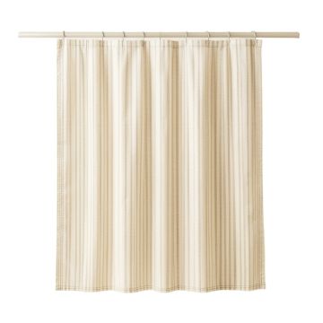 Stone Bridge Shower Curtain Hanging Flat From A Plain Rod - Ivory