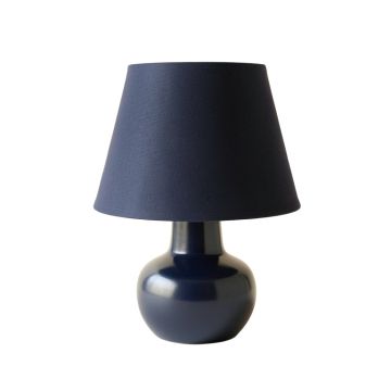 Maple Arc Table Lamp With A Plain Fabric Shade - Navy