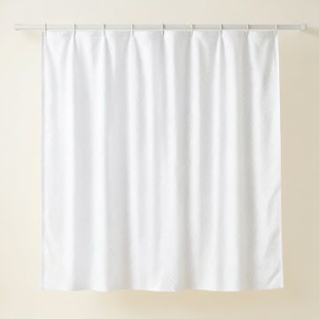 Field Bend Shower Curtain Hanging Flat From A Plain Rod - White (synthetic illustration; no displayed measurements)
