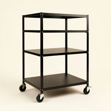 Moss Crest Empty Rolling Workshop Cart - Black (synthetic illustration; no displayed measurements)