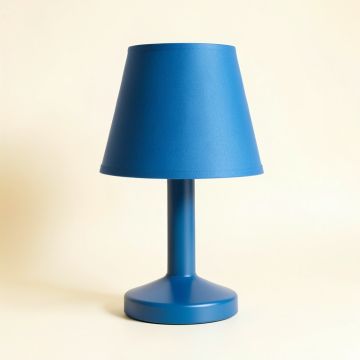 Dune Bridge Table Lamp With A Plain Fabric Shade - Blue (synthetic illustration; no displayed measurements)