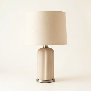 Hill Bend Table Lamp With A Plain Fabric Shade - Beige (synthetic illustration; no displayed measurements)