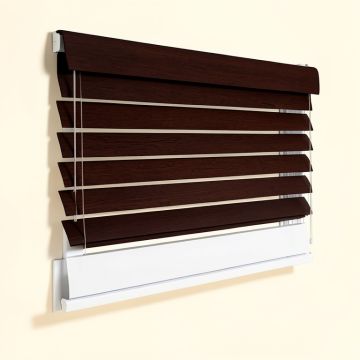 Faux Wood Room Darkening Horizontal Blind (synthetic illustration; no displayed measurements)