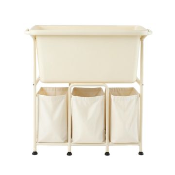 Dawn Crest Laundry Sorting Station With Plain Removable Bags - Cream