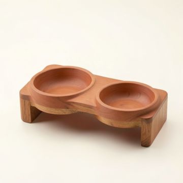 Juniper Field Pet Feeding Stand With Two Plain Empty Bowls - Terracotta (synthetic illustration; no displayed measurements)