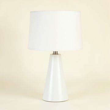 Stone Bluff Table Lamp With A Plain Fabric Shade - White (synthetic illustration; no displayed measurements)
