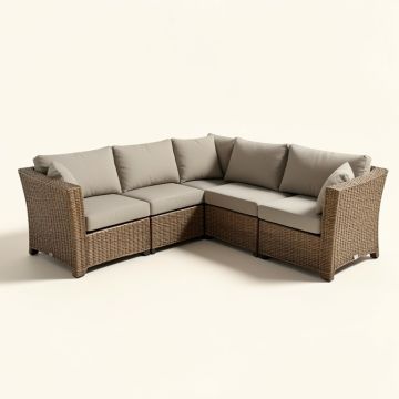 Outdoor Patio Furniture Set , 5-Piece Wicker Rattan Sectional Sofa Set (synthetic illustration; no displayed measurements)
