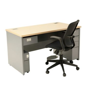 Desk With Built In Outlets And Chair Set