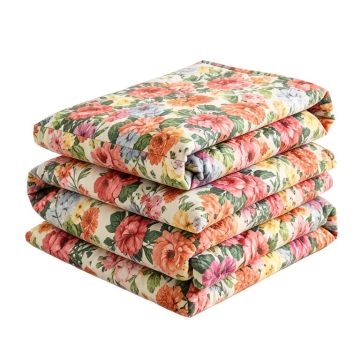 Multicolor Reversible Floral Cotton Quilt Set