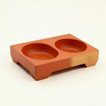 Meadow Falls Pet Feeding Stand With Two Plain Empty Bowls - Terracotta (synthetic illustration; no displayed measurements)
