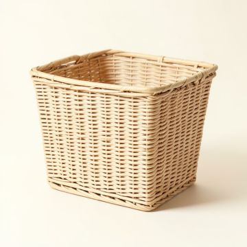Folding Wicker Grass Weaving Basket White Vertical Stripes Pattern For Storing Cosmetics (synthetic illustration; no displayed measurements)