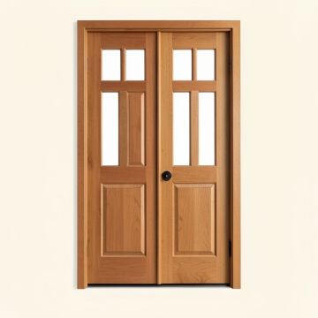 Paneled Solid Manufactured Wood Primed Craftsman French Doors (synthetic illustration; no displayed measurements)