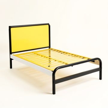 Metal Platform Bed With Headboard And Footboard , Yellow , Full (synthetic illustration; no displayed measurements)
