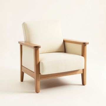 Ash Bend Upholstered Armchair - Cream (synthetic illustration; no displayed measurements)
