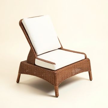 Ivy Bronx Foldable Patio Rattan Chaise Lounge Chair W/5 Back Positions White Cushion (synthetic illustration; no displayed measurements)