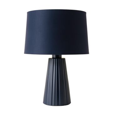 Meadow Bridge Table Lamp With A Plain Fabric Shade - Navy