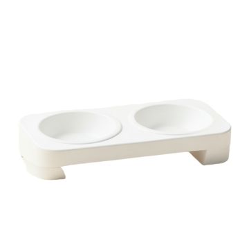 Field Canyon Pet Feeding Stand With Two Plain Empty Bowls - White