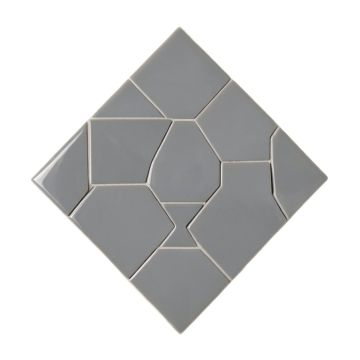 Trapezoid Random Sized Glass Mosaic Tile In Glossy Gray