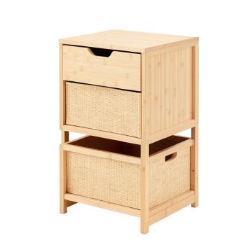 Olive Arc Freestanding Pull-Out Hamper Cabinet - Beige