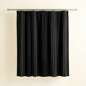 Moss Bluff Shower Curtain Hanging Flat From A Plain Rod - Black (synthetic illustration; no displayed measurements)