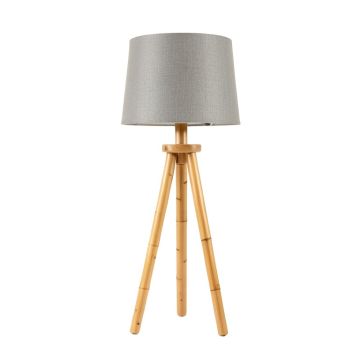 Elm Dell Floor Lamp With A Plain Fabric Shade - Gray