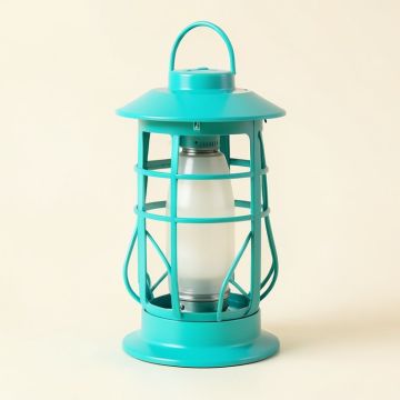 Turquoise Powered Led Outdoor Lantern (synthetic illustration; no displayed measurements)