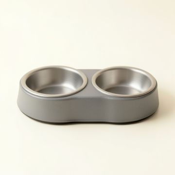 Dawn Branch Pet Feeding Stand With Two Plain Empty Bowls - Gray (synthetic illustration; no displayed measurements)