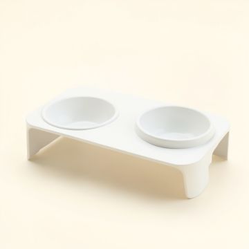 Stone Branch Pet Feeding Stand With Two Plain Empty Bowls - White (synthetic illustration; no displayed measurements)