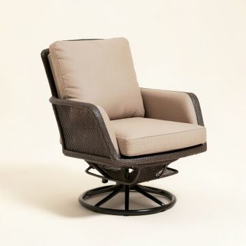 Peery Outdoor Swivel Patio Chair With Cushions (synthetic illustration; no displayed measurements)